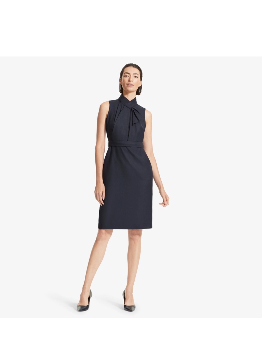 MM Lafleur The Dina Sleeveless Black Tie-Neck Dress size 8